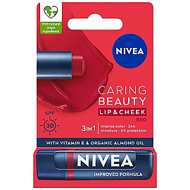 Nivea Caring Beauty Lip Cheek SPF 30 - Yanak ve Dudak Renklendirici Red 4.8gr - Nivea