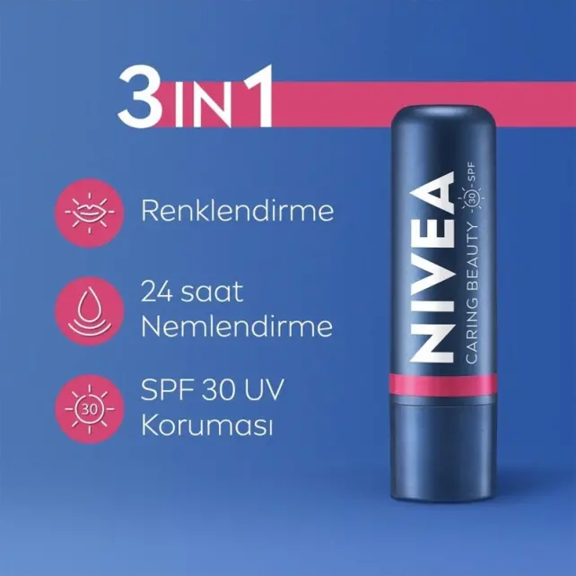Nivea Caring Beauty Lip Cheek SPF 30 - Yanak ve Dudak Renklendirici Pink 4.8g - 2