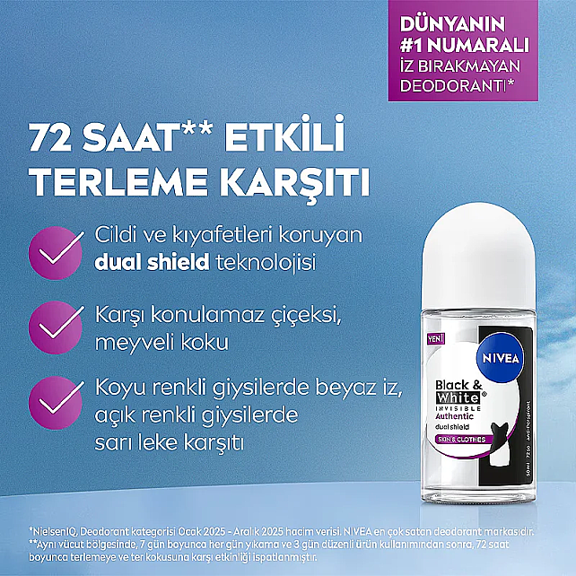Nivea Deodorant Roll-On Black & White Authentic - Kadın Roll-On Deodorant 50ml - 3