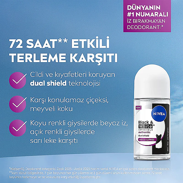 Nivea Deodorant Roll-On Black & White Authentic - Kadın Roll-On Deodorant 50ml - 4