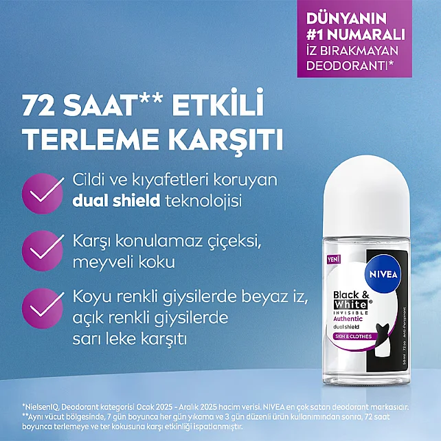 Nivea Deodorant Roll On Black & White Authentic - Kadın Roll On Deodorant 50ml - 4
