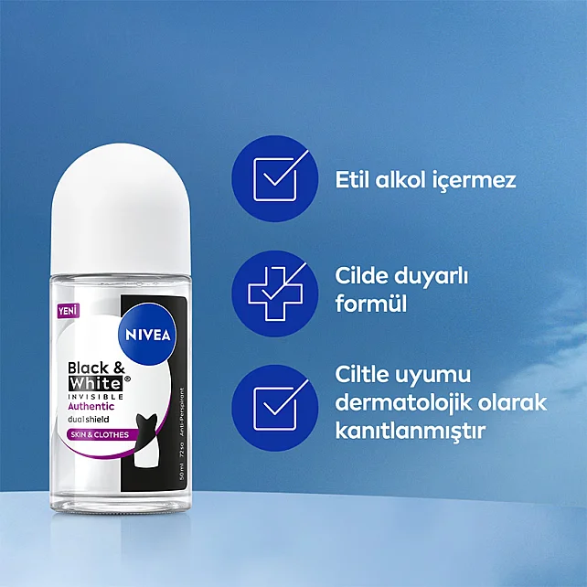 Nivea Deodorant Roll On Black & White Authentic - Kadın Roll On Deodorant 50ml - 8