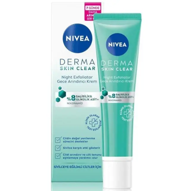 Nivea Derma Skin Clear Night Exfoliator Arındırıcı Gece Kremi 40ml - 1