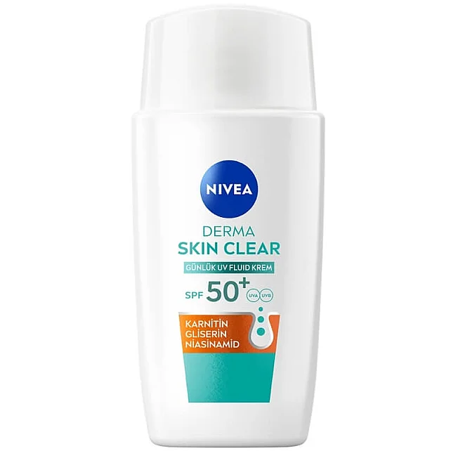 Nivea Derma Skin Clear UV Fluid SPF 50+ Akne Karşıtı Yüz Güneş Kremi 40ml - 1
