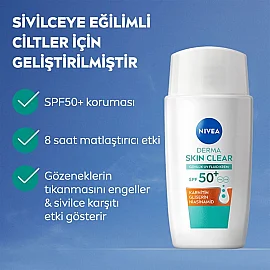 Nivea Derma Skin Clear UV Fluid SPF 50+ Akne Karşıtı Yüz Güneş Kremi 40ml - 2