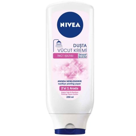 Nivea 2'si 1 Arada Duşta Vücut Kremi İnci Işıltısı 250ml Nivea 2'si 1 Arada Duşta Vücut Kremi İnci Işıltısı 250ml