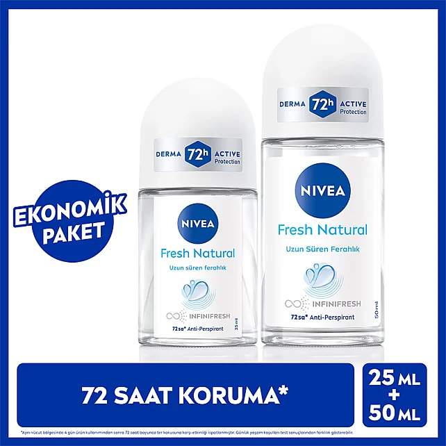 Nivea Fresh Natural Kadın Deodorant Roll On 50 ml & Mini Deodorant Roll On 25ml - 7