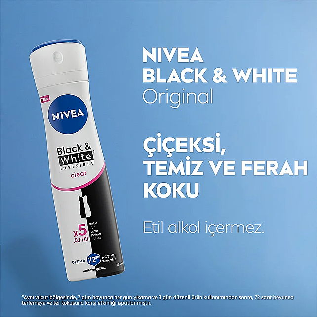 Nivea Invisible Black & White Clear Kadın Deodorant Sprey 150ml & Mini Roll-On 25ml - 4
