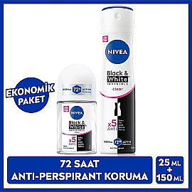 Nivea Invisible Black & White Clear Kadın Deodorant Sprey 150ml & Mini Roll-On 25ml - 7