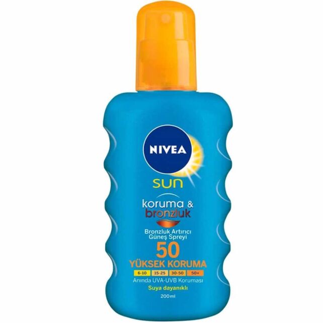 Nivea Sun Koruma & Bronzluk SPF 50 - Bronzluk Arttırıcı Güneş Spreyi 200ml Nivea Sun Koruma & Bronzluk SPF 50 - Bronzluk Arttırıcı Güneş Spreyi 200ml