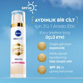 Nivea Luminous Anti Spot CC Krem SPF 30 - Renkli Nemlendirici Orta Ton 40ml - 4
