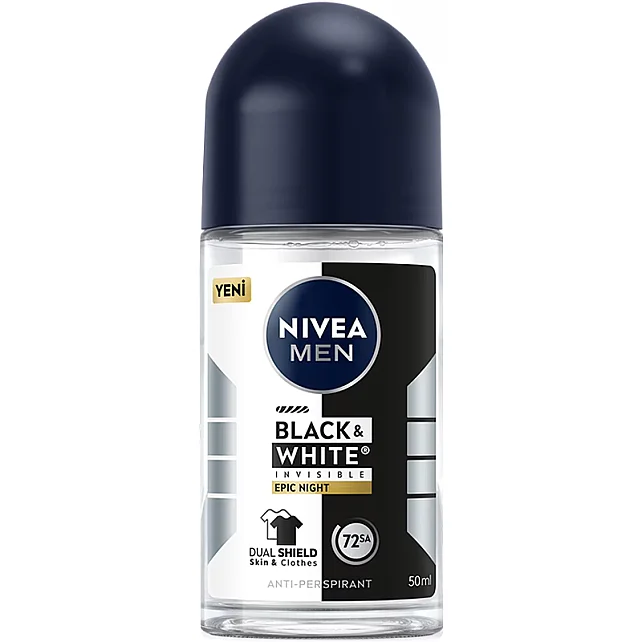 Nivea Men Black & White Epic Night- Erkek Roll On Deodorant 50ml - 1