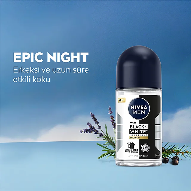 Nivea Men Black & White Epic Night- Erkek Roll On Deodorant 50ml - 6