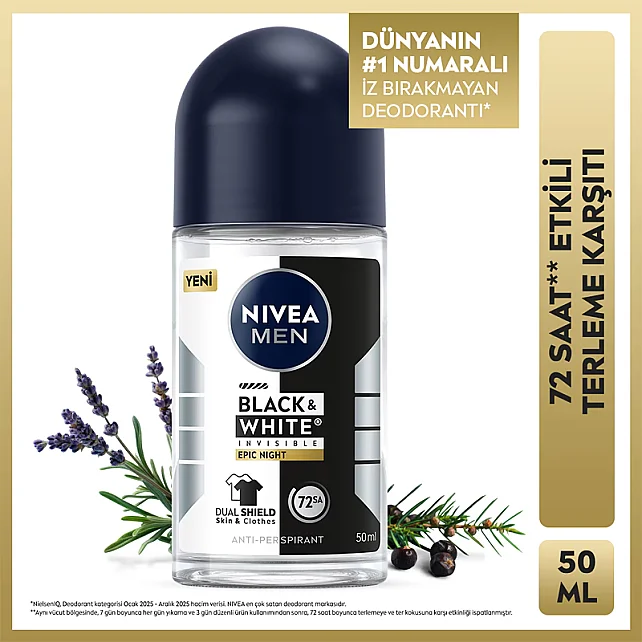 Nivea Men Black & White Epic Night- Erkek Roll On Deodorant 50ml - 8