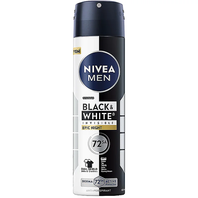 Nivea Men Black & White Epic Night - Erkek Sprey Deodorant 150ml - 1