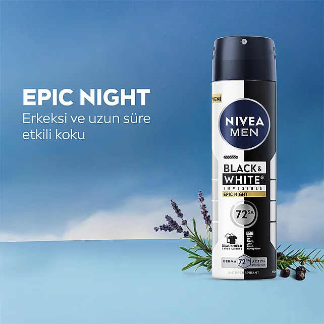 Nivea Men Black & White Epic Night - Erkek Sprey Deodorat 150ml - 6