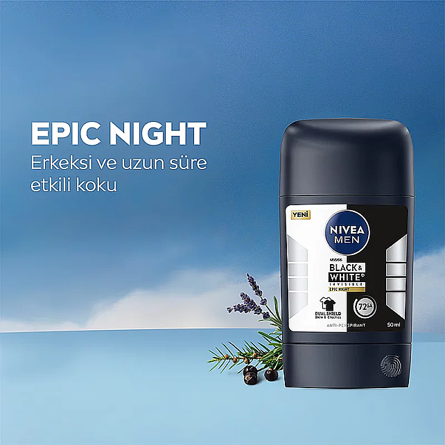 Nivea Men Black & White Epic Night - Erkek Stick Deodorant 50ml - 7