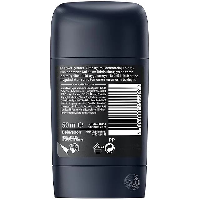 Nivea Men Black & White Epic Night - Erkek Stick Deodorant 50ml - 2