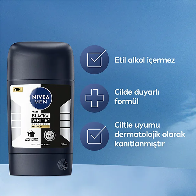 Nivea Men Black & White Epic Night - Erkek Stick Deodorant 50ml - 5