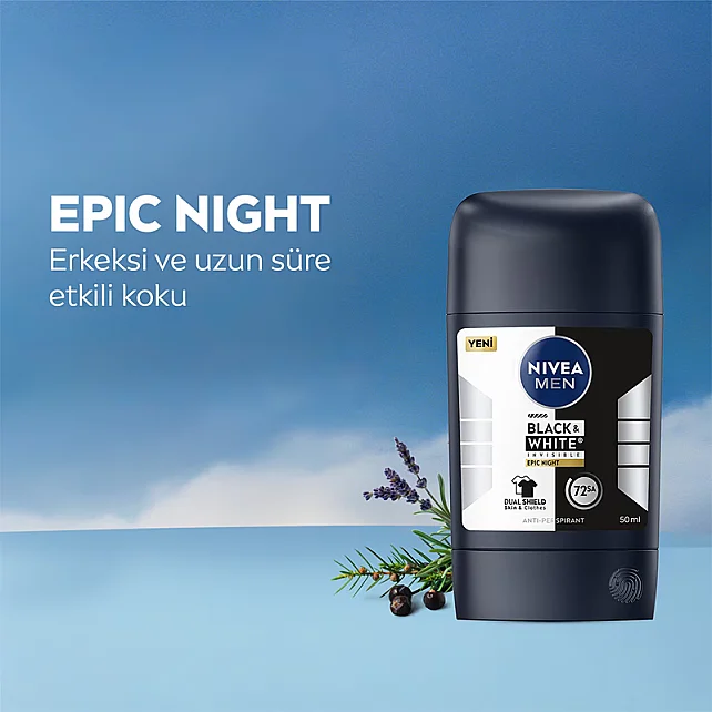Nivea Men Black & White Epic Night - Erkek Stick Deodorant 50ml - 7