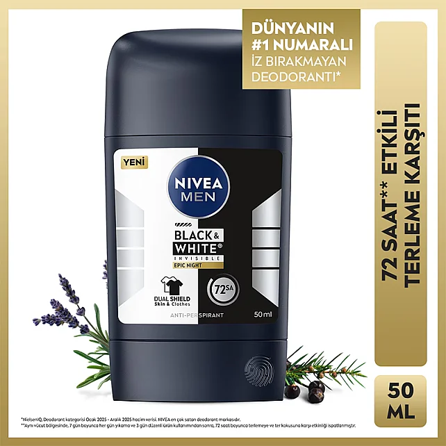 Nivea Men Black & White Epic Night - Erkek Stick Deodorant 50ml - 8
