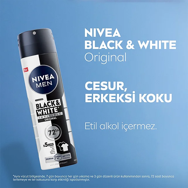 Nivea Men Black & White Invisible Erkek Deodorant Sprey 150 ml & Roll On 25 ml - 5