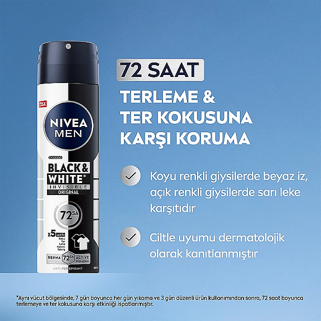 Nivea Men Black & White Invisible Erkek Deodorant Sprey 150ml & Roll-On 25ml - 2