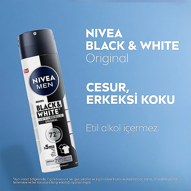 Nivea Men Black & White Invisible Erkek Deodorant Sprey 150ml & Roll-On 25ml - 5