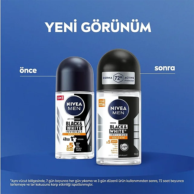 Nivea Men Black White Invisible - Erkek Roll On Deodorant 50ml - 2
