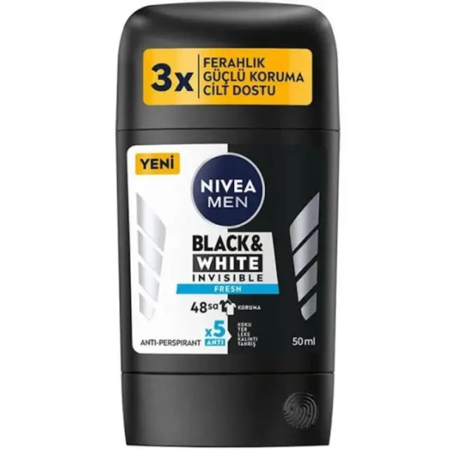 Nivea Men Black & White Invisible Fresh Stick Deodorant 50ml - 1