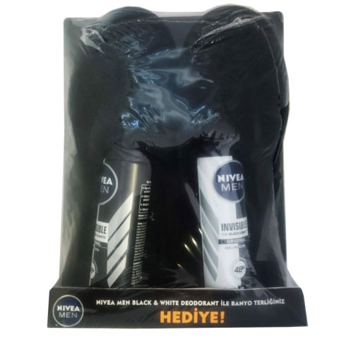 Nivea Men Black & White Sprey Deodorant 2li - Banyo Terliği Hediye Nivea Men Black & White Sprey Deodorant 2li - Banyo Terliği Hediye