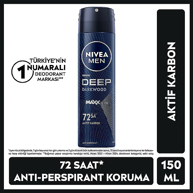 Nivea Men Deep Dark Wood - Erkek Sprey Deodorant 150ml - 6