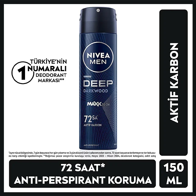 Nivea Men Deep Dark Wood - Erkek Sprey Deodorant 150ml - 6