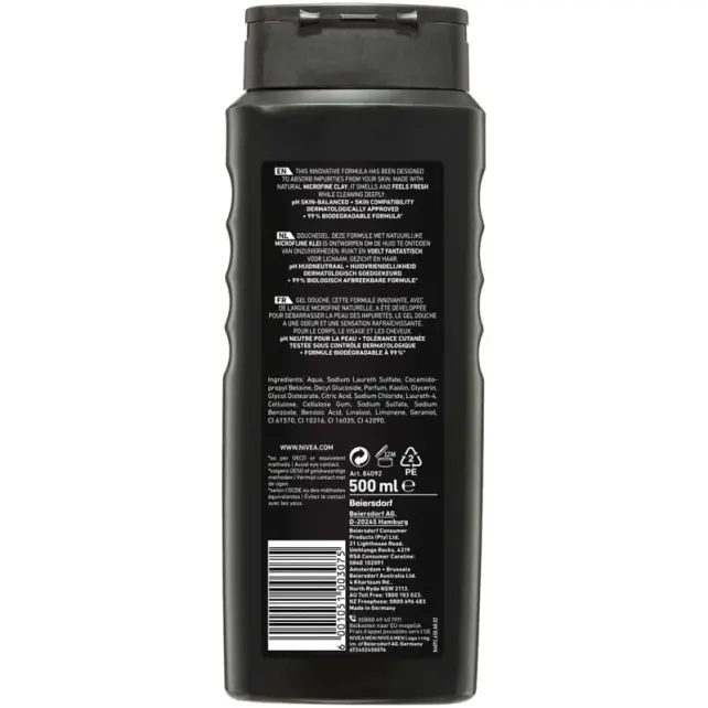 Nivea Men Deep Dimension Clean Shower Gel - Duş Jeli 500ml - 2