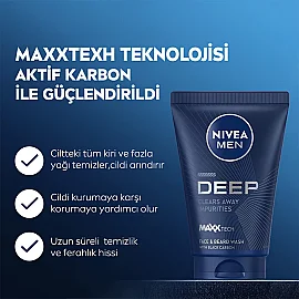 Nivea Men Deep Dimension - Yüz ve Sakal Temizleme Jeli 100ml - 2