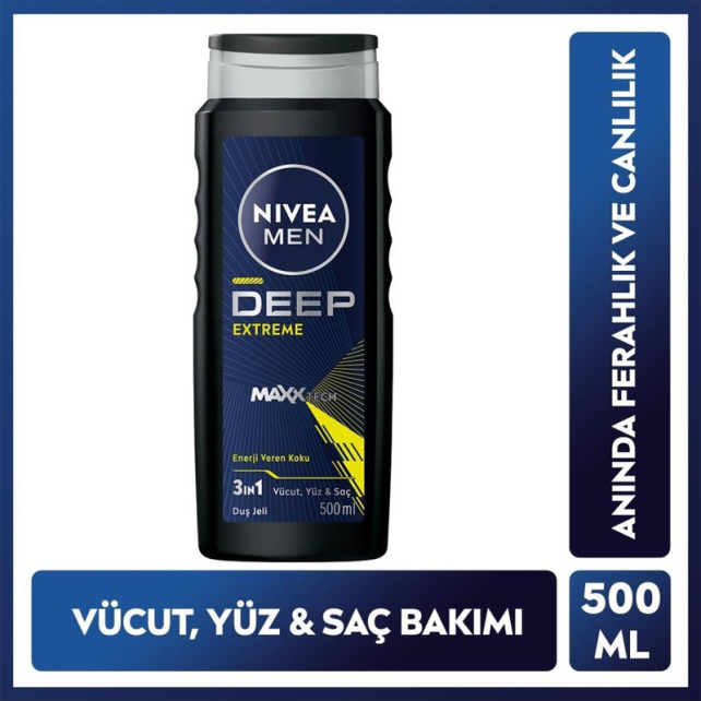 Nivea Men Deep Extreme - Erkek Duş Jeli 500ml - 6