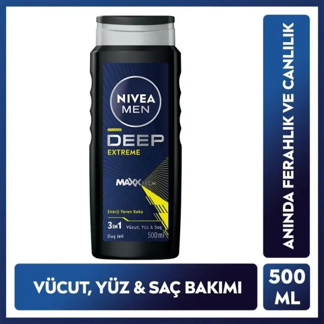 Nivea Men Deep Extreme - Erkek Duş Jeli 500ml - 6