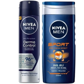 Nivea Men Derma Control Clinical Sprey Deodorant 150ml & Sport Duş Jeli 250ml - Nivea