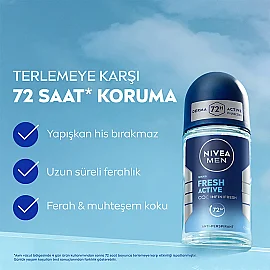 Nivea Men Fresh Active Erkek Deodorant Roll On 50 ml & Roll On 25ml - 2