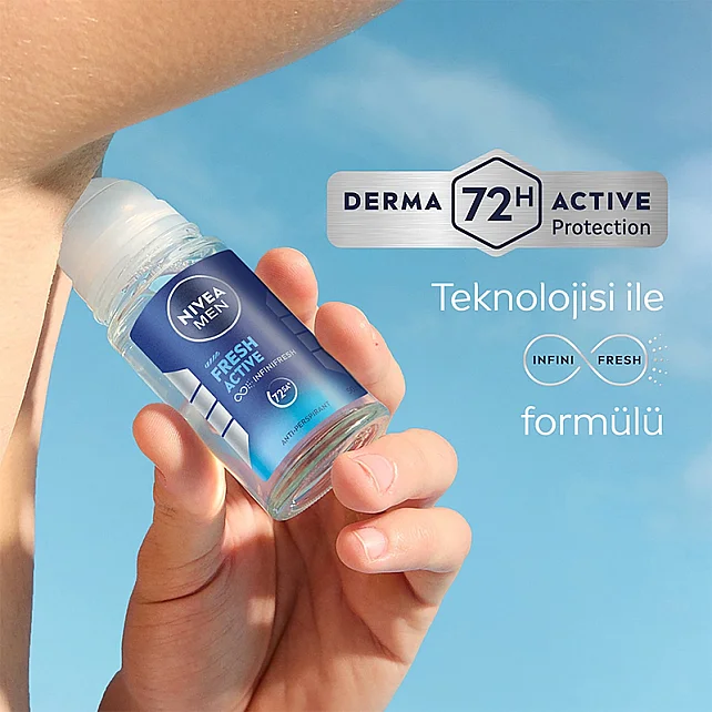 Nivea Men Fresh Active Erkek Deodorant Roll On 50 ml & Roll On 25ml - 3