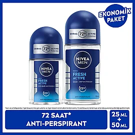 Nivea Men Fresh Active Erkek Deodorant Roll On 50 ml & Roll On 25ml - 5