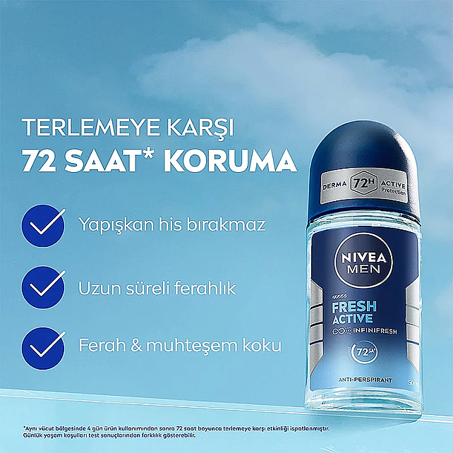 Nivea Men Fresh Active Erkek Deodorant Roll-On 50ml & Roll-On 25ml - 2