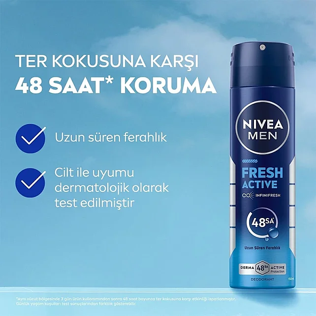 Nivea Men Fresh Active Erkek Deodorant Sprey 150 ml & Roll On 25ml - 2