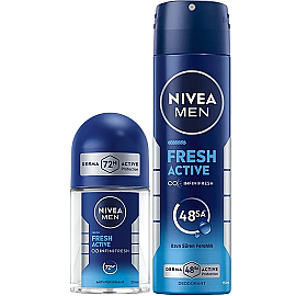 Nivea Men Fresh Active Erkek Deodorant Sprey 150ml & Roll-On 25ml - Nivea