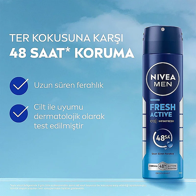 Nivea Men Fresh Active Erkek Deodorant Sprey 150ml & Roll-On 25ml - 2