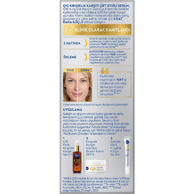 Nivea Q10 Kırışıklık Karşıtı Uzman Bakım - Çift Etkili Serum 30ml - 3