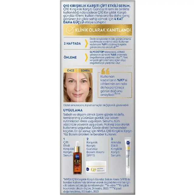 Nivea Q10 Kırışıklık Karşıtı Uzman Bakım - Çift Etkili Serum 30ml - 3