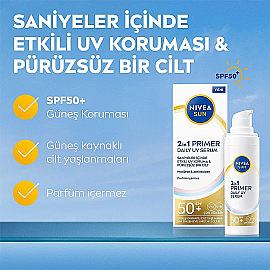 Nivea Sun 2 In 1 Primer Daily Uv Serum SPF 50 - Nemlendirici Makyaj Bazı 30ml - 2