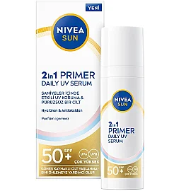 Nivea Sun 2'ın 1 Primer Daily Uv Serum SPF 50 - Nemlendirici Makyaj Bazı 30ml - Nivea