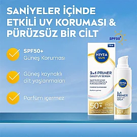 Nivea Sun 2'ın 1 Primer Daily Uv Serum SPF 50 - Nemlendirici Makyaj Bazı 30ml - 2